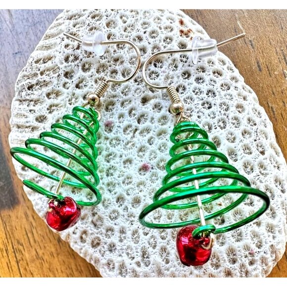 Christmas Tree Earrings Jingle Bells New Dangle Hooks Festive Holiday Pa… - Picture 5 of 12